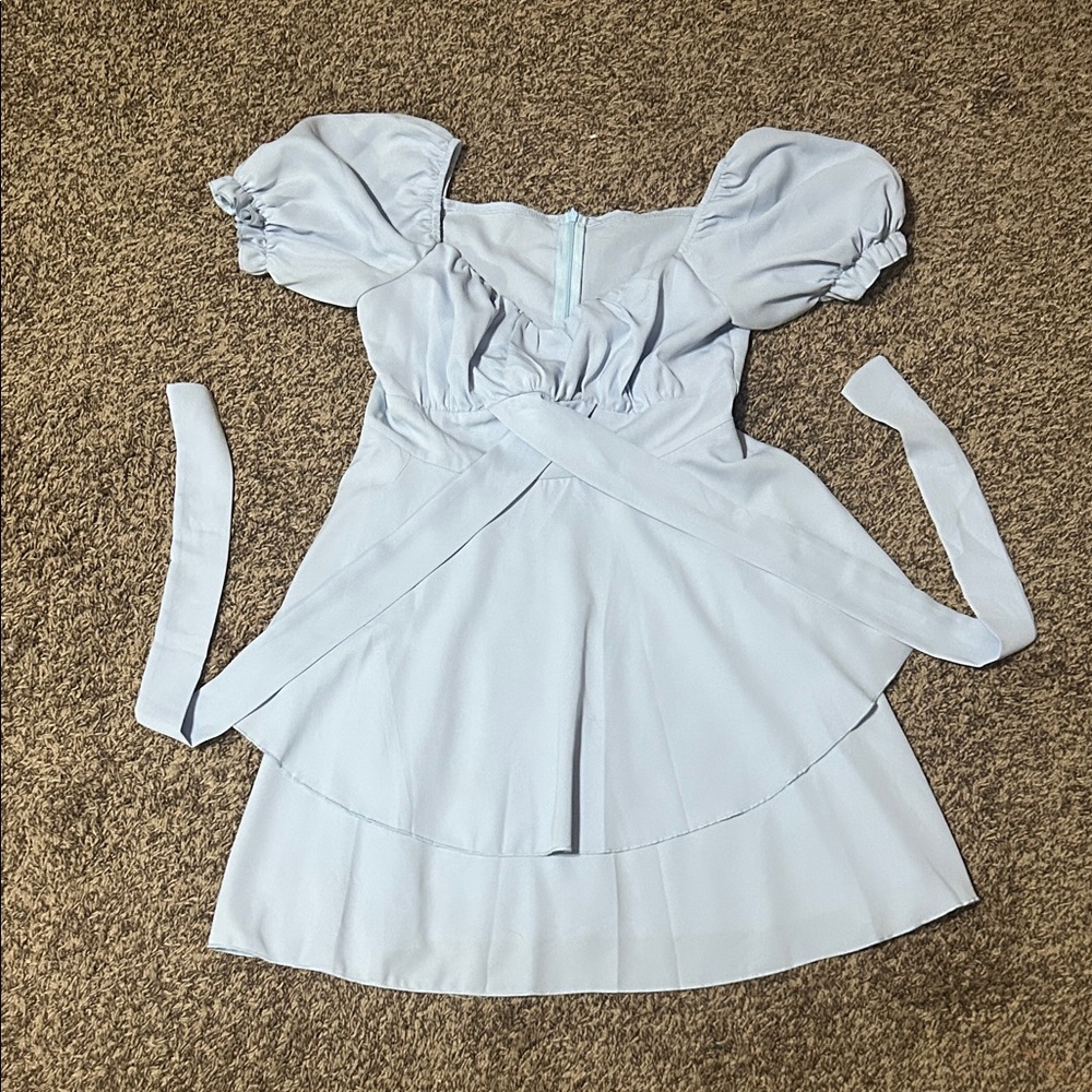 SHEIN Light Blue Puff Sleeve Dress